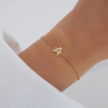 Dainty Initial Chain Bracelet - Veinci