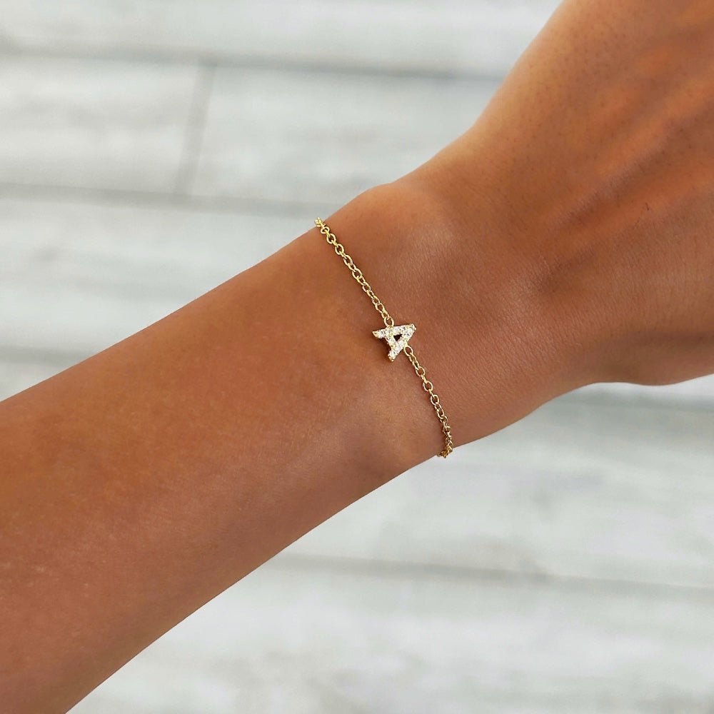 Dainty Initial Chain Bracelet - Veinci