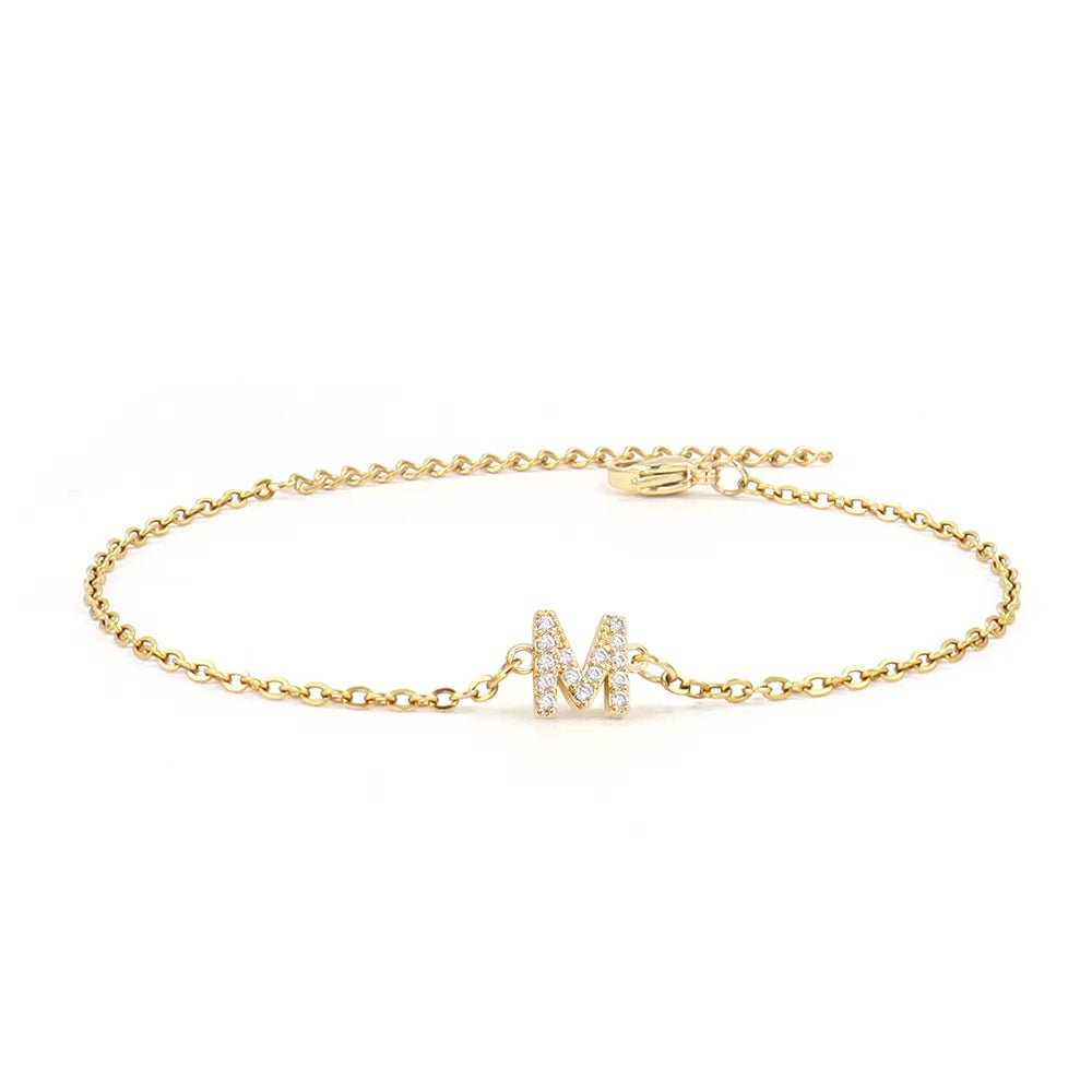 Dainty Initial Chain Bracelet - Veinci