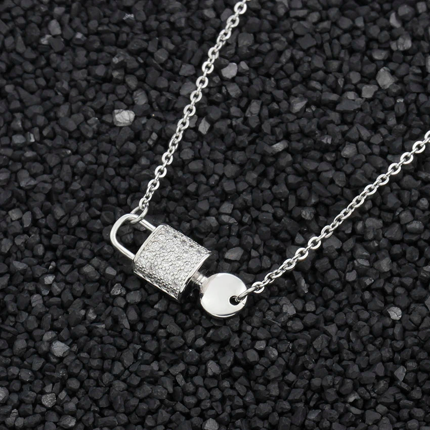 Dainty Lock And Key Lovers Necklace - Veinci