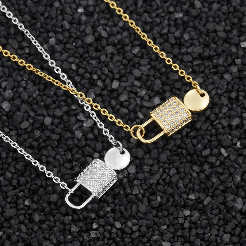 Dainty Lock And Key Lovers Necklace - Veinci