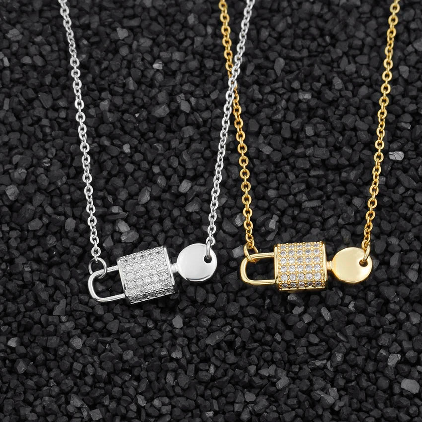 Dainty Lock And Key Lovers Necklace - Veinci