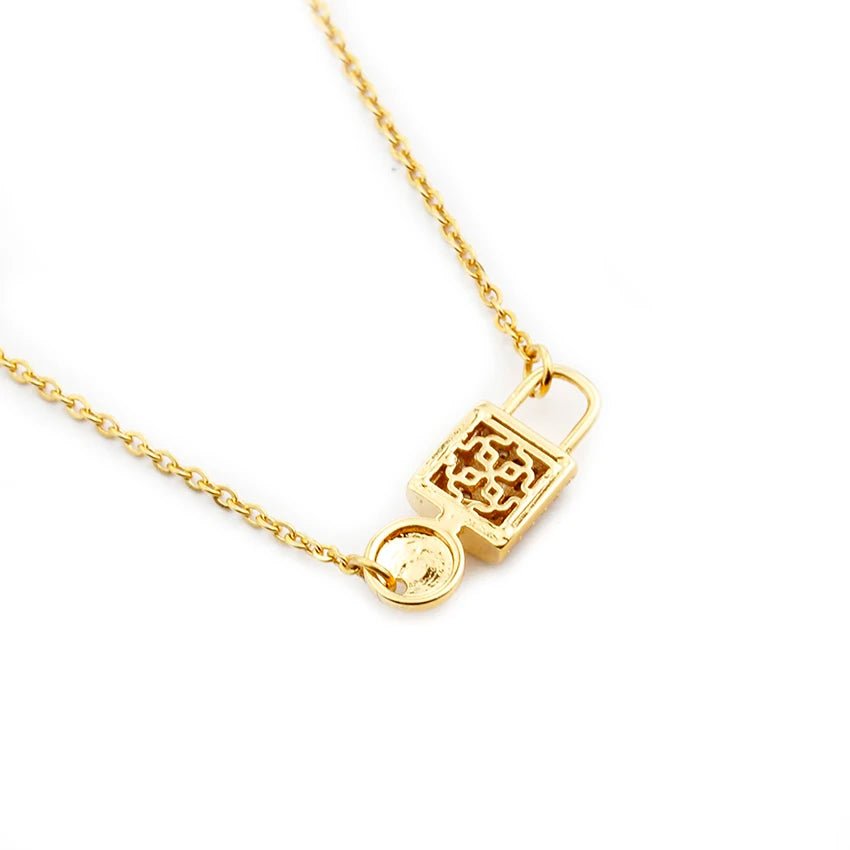 Dainty Lock And Key Lovers Necklace - Veinci