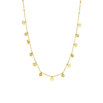 Dainty Minimal Evil Eye Diamond Necklace - Veinci