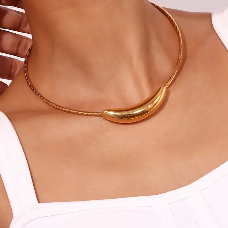 Dainty Modern Curve Choker Necklace - Veinci