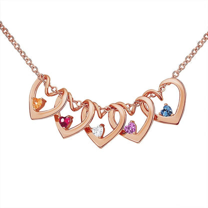 Dainty Name & Birthstone Heart Charm Bangle Bracelet & Necklace - Veinci