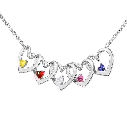 Dainty Name & Birthstone Heart Charm Bangle Bracelet & Necklace - Veinci