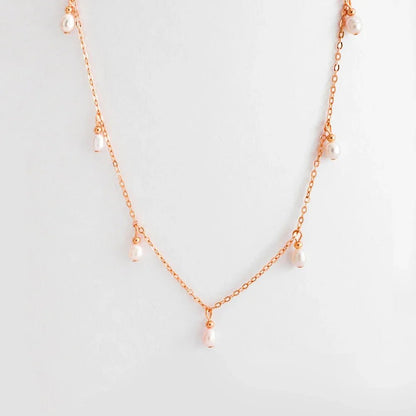 Dainty Pearl Droplets Necklace - Veinci