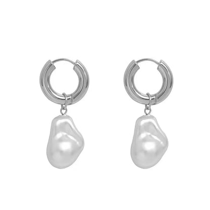 Dainty Pearl Huggie Earrings - Veinci