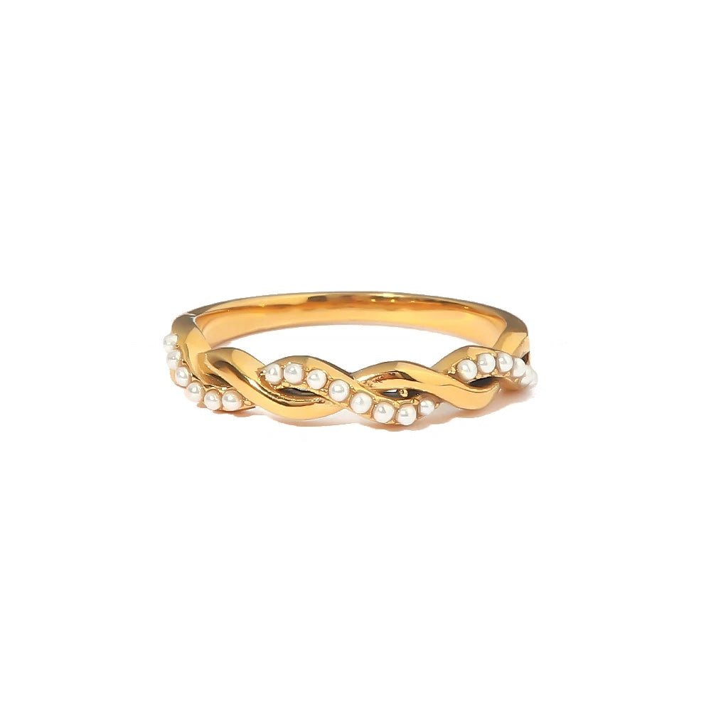 Dainty Pearl Intertwined Ring - Veinci