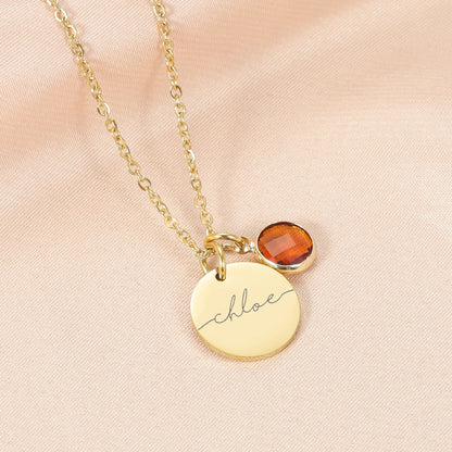 Dainty Personalized Name & Birthstone Necklace - Veinci