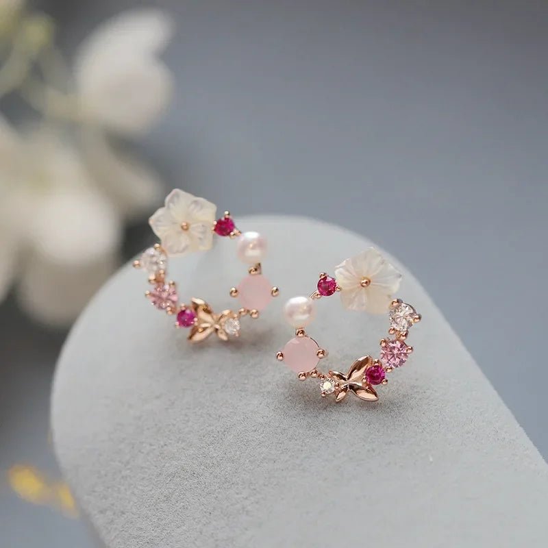 Dainty Pink Boutique Earrings - Veinci