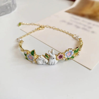 Dainty Rabbits Floral Bracelet - Veinci