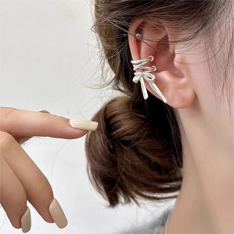 Dainty Ribbon Bow Ear Cuff - Veinci