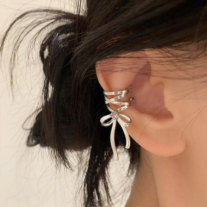 Dainty Ribbon Bow Ear Cuff - Veinci