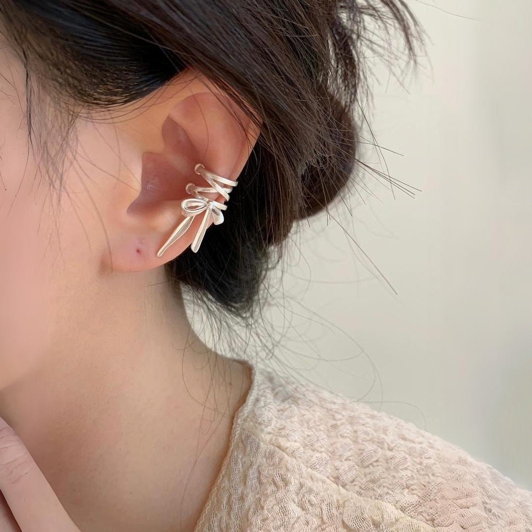 Dainty Ribbon Bow Ear Cuff - Veinci