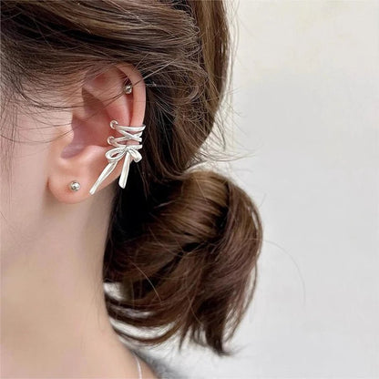 Dainty Ribbon Bow Ear Cuff - Veinci