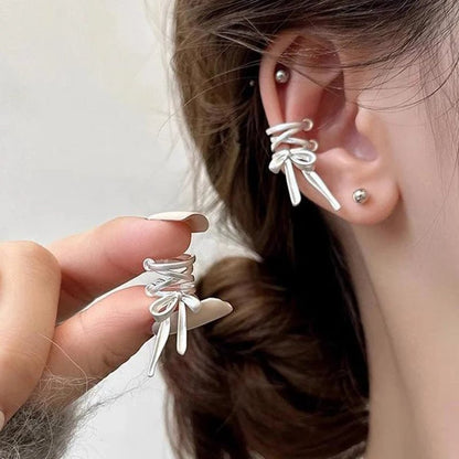 Dainty Ribbon Bow Ear Cuff - Veinci