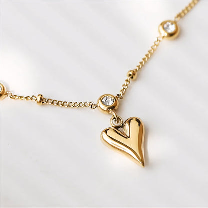 Dainty Romantic Heart Diamond Anklet - Veinci