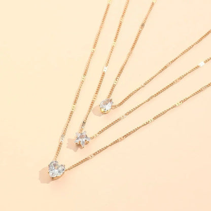 Dainty Shaped Diamonds Necklace Stack - Veinci