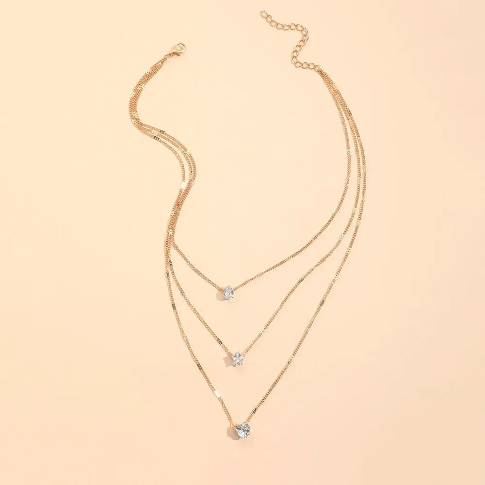 Dainty Shaped Diamonds Necklace Stack - Veinci