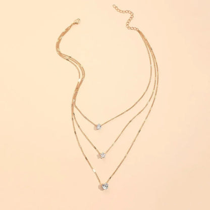 Dainty Shaped Diamonds Necklace Stack - Veinci