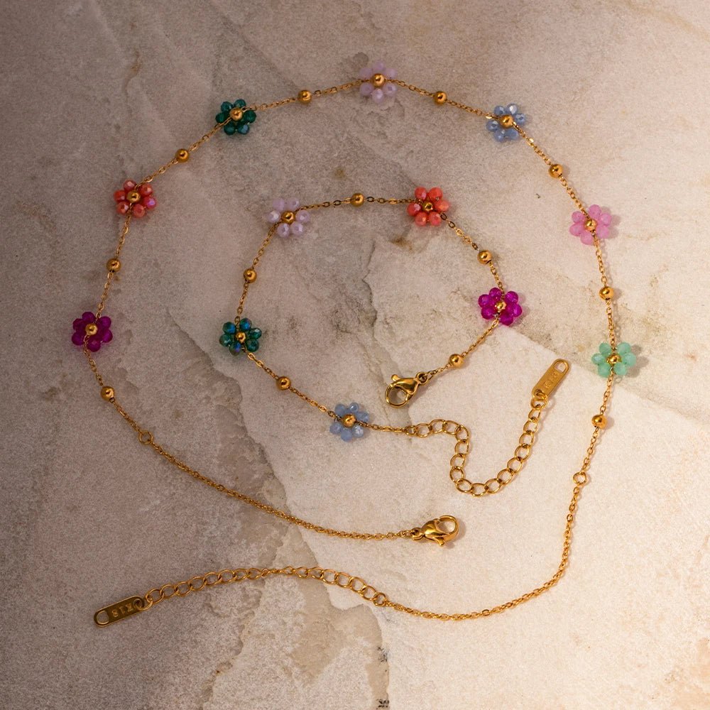 Dainty Spring Floral Bracelet and Necklace - Veinci