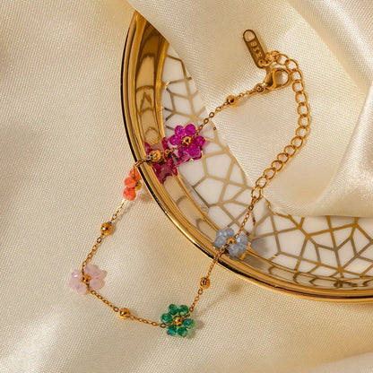Dainty Spring Floral Bracelet and Necklace - Veinci