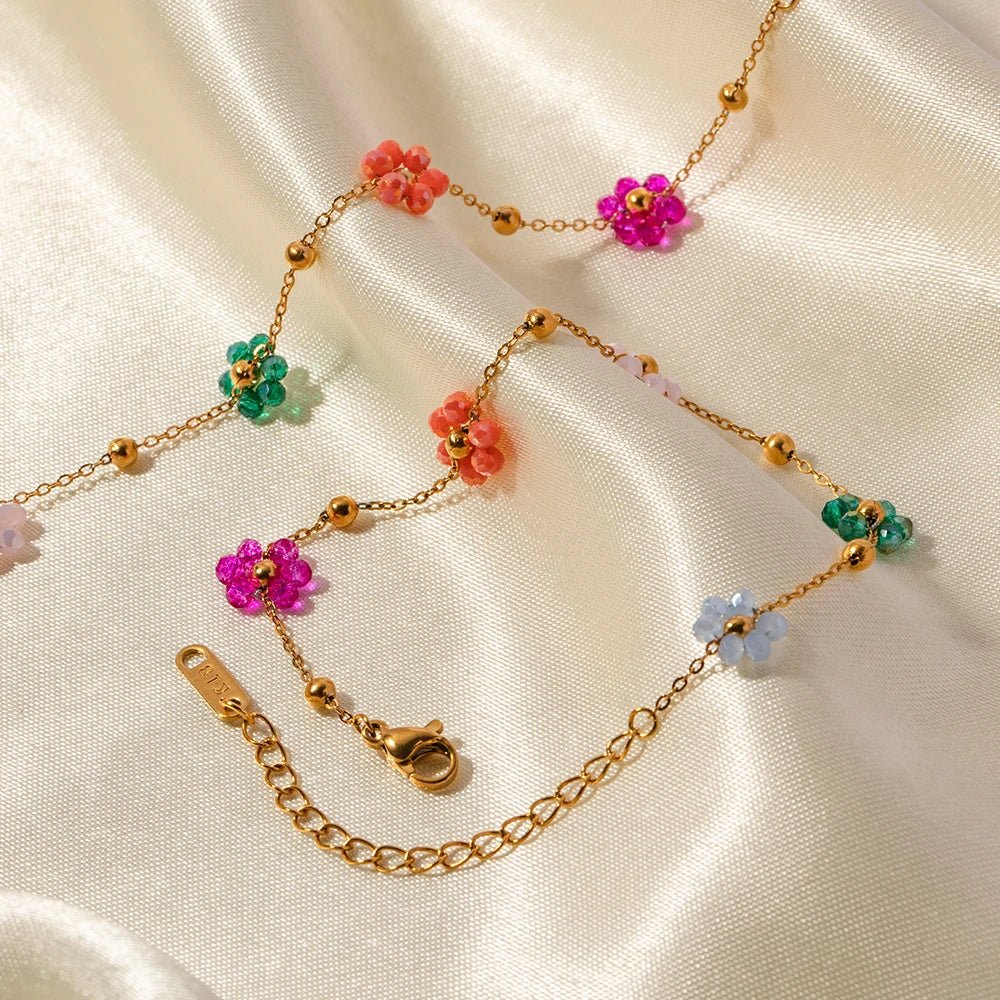 Dainty Spring Floral Bracelet and Necklace - Veinci