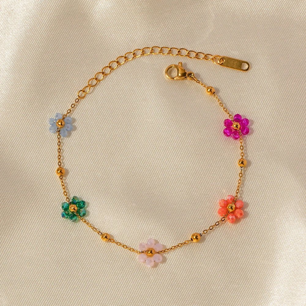 Dainty Spring Floral Bracelet and Necklace - Veinci