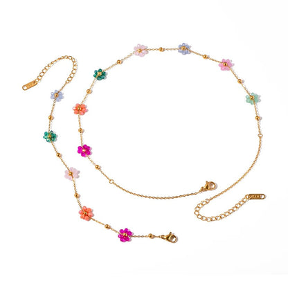 Dainty Spring Floral Bracelet and Necklace - Veinci