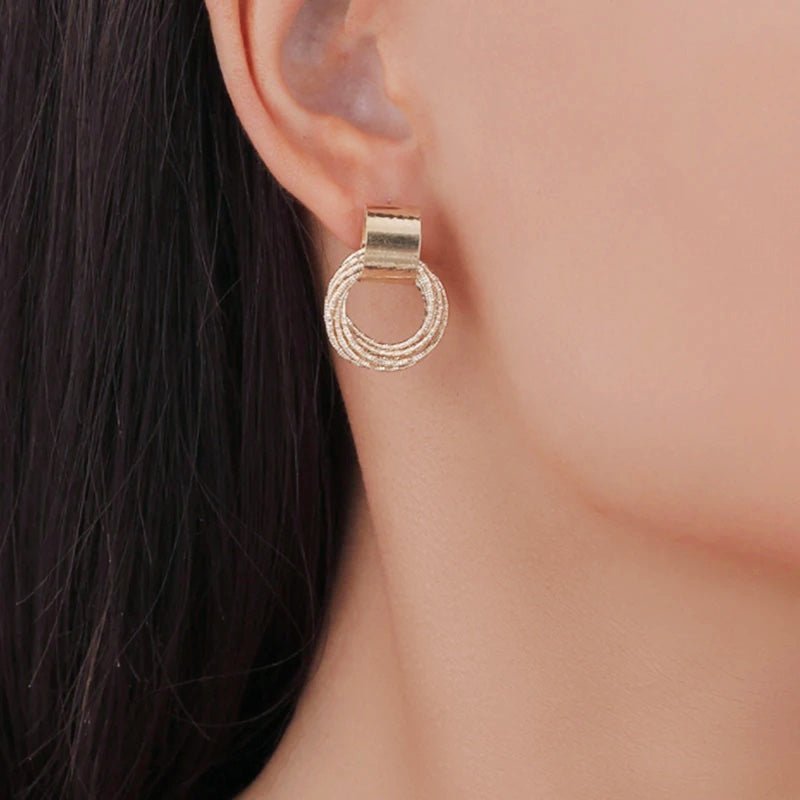 Dainty Strung Circle Chain Earrings - Veinci