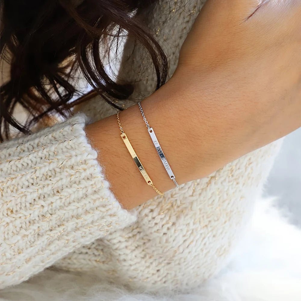 Dainty Thin Engraving Bracelet - Veinci