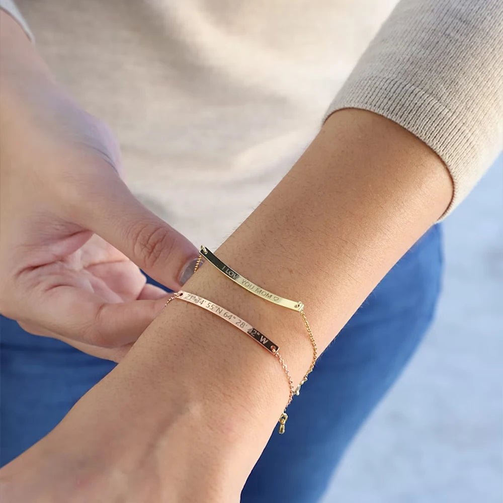 Dainty Thin Engraving Bracelet - Veinci