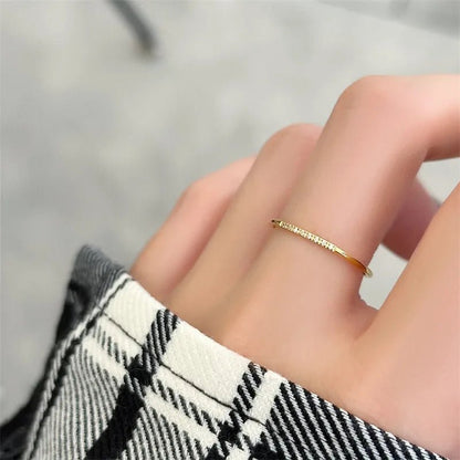 Dainty Thin Speckled Diamond Ring - Veinci