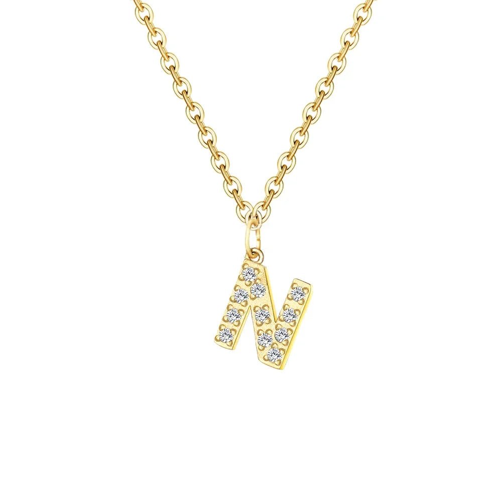 Dainty Zircon Letter Initial, Number, Symbol Chain Necklace - Veinci