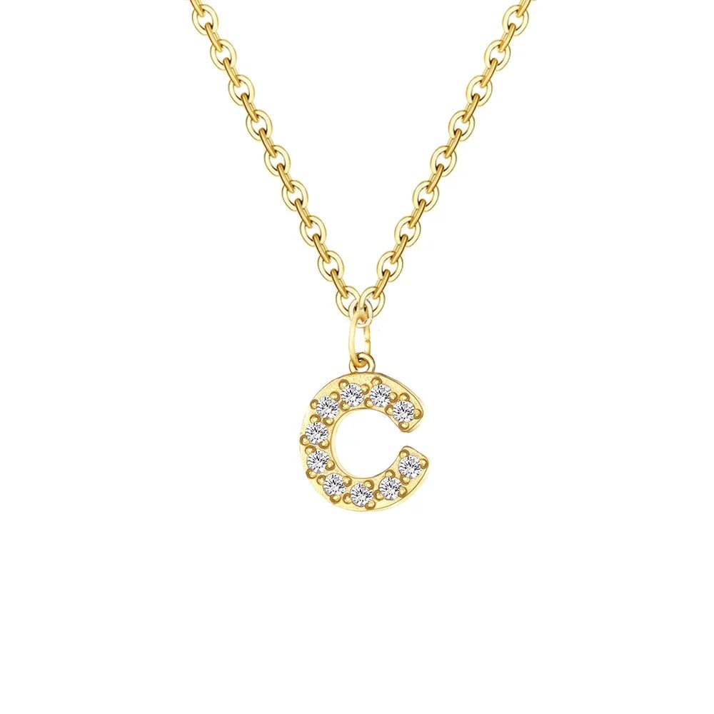 Dainty Zircon Letter Initial, Number, Symbol Chain Necklace - Veinci