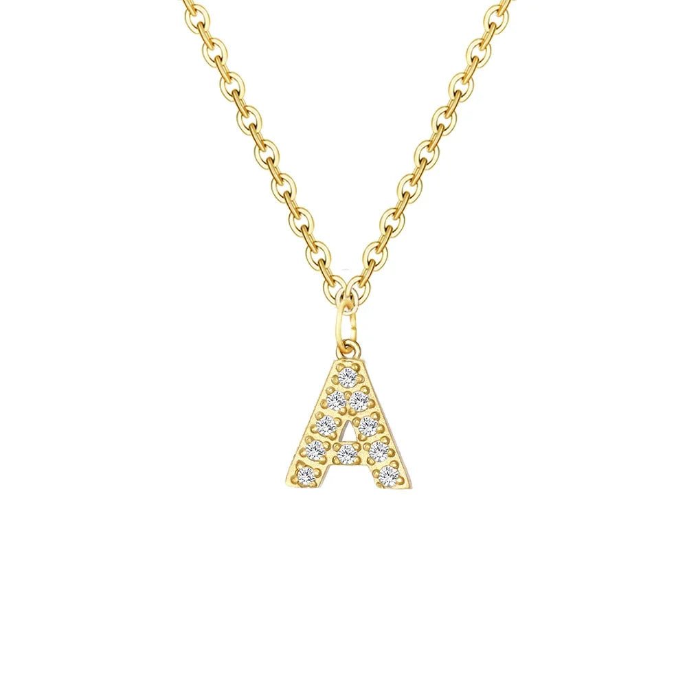 Dainty Zircon Letter Initial, Number, Symbol Chain Necklace - Veinci