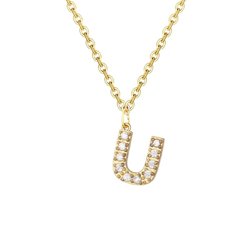 Dainty Zircon Letter Initial, Number, Symbol Chain Necklace - Veinci