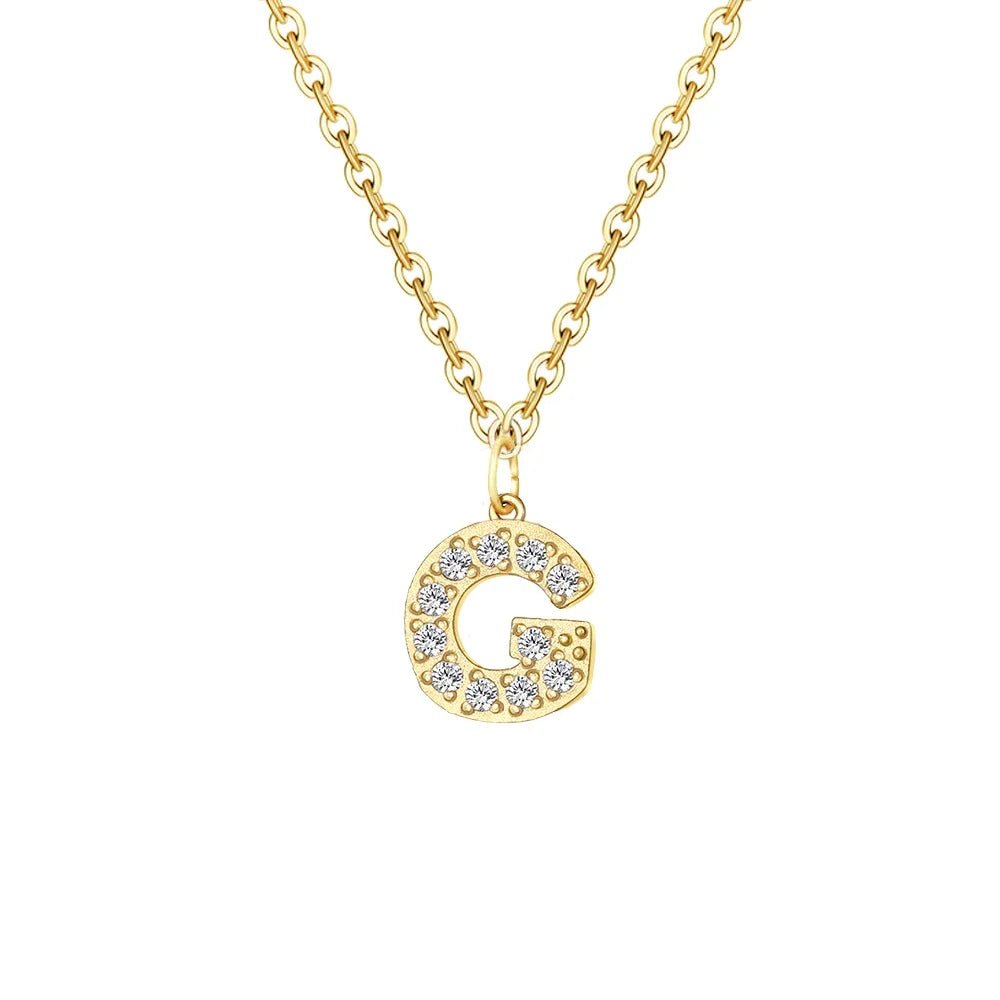 Dainty Zircon Letter Initial, Number, Symbol Chain Necklace - Veinci