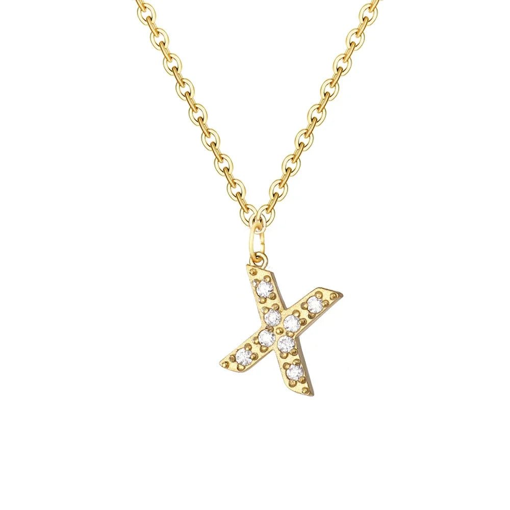 Dainty Zircon Letter Initial, Number, Symbol Chain Necklace - Veinci