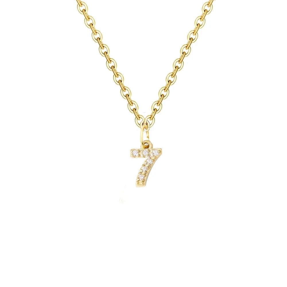 Dainty Zircon Letter Initial, Number, Symbol Chain Necklace - Veinci