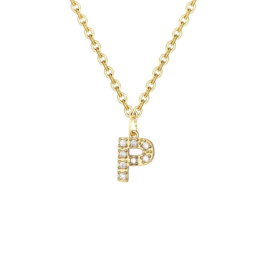 Dainty Zircon Letter Initial, Number, Symbol Chain Necklace - Veinci