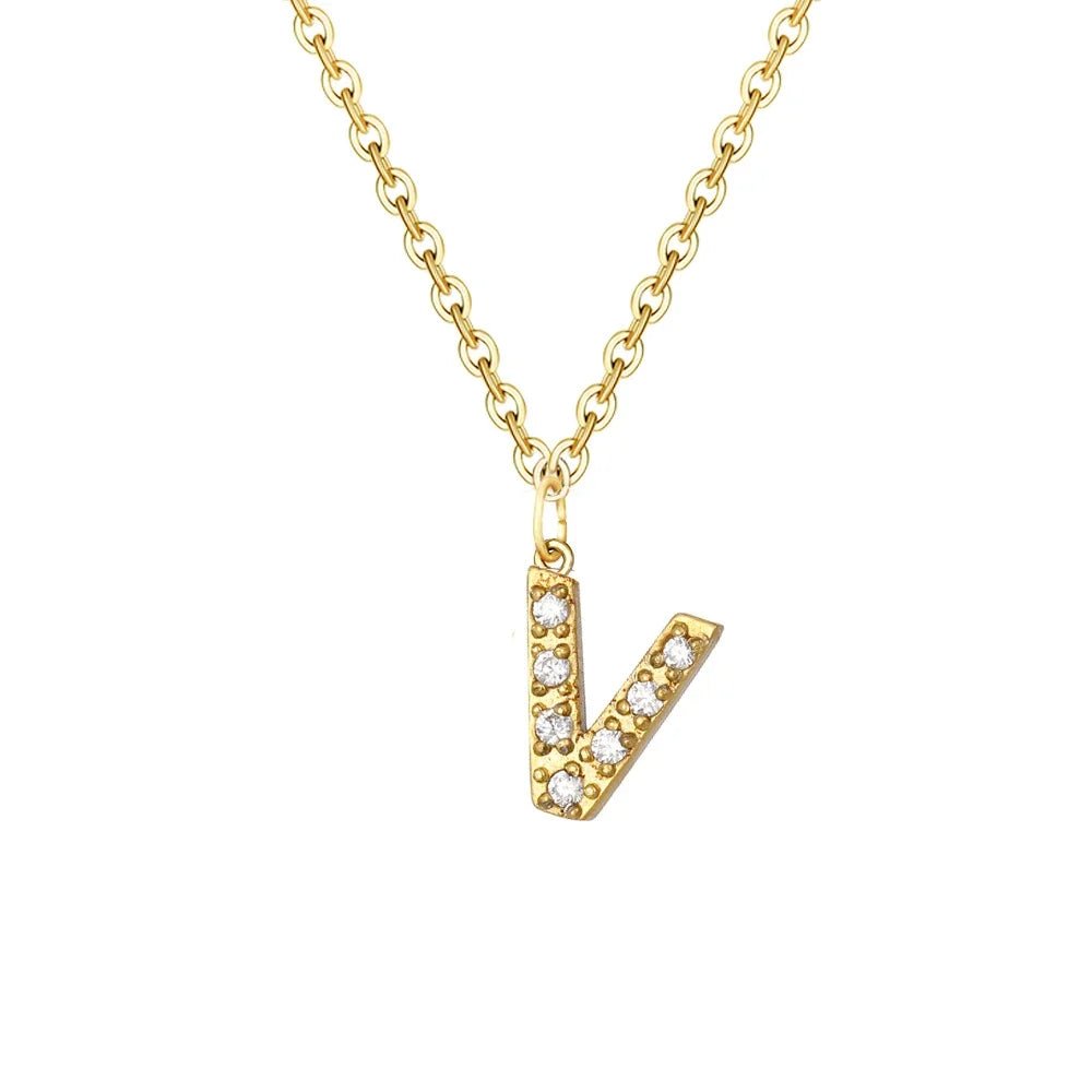 Dainty Zircon Letter Initial, Number, Symbol Chain Necklace - Veinci