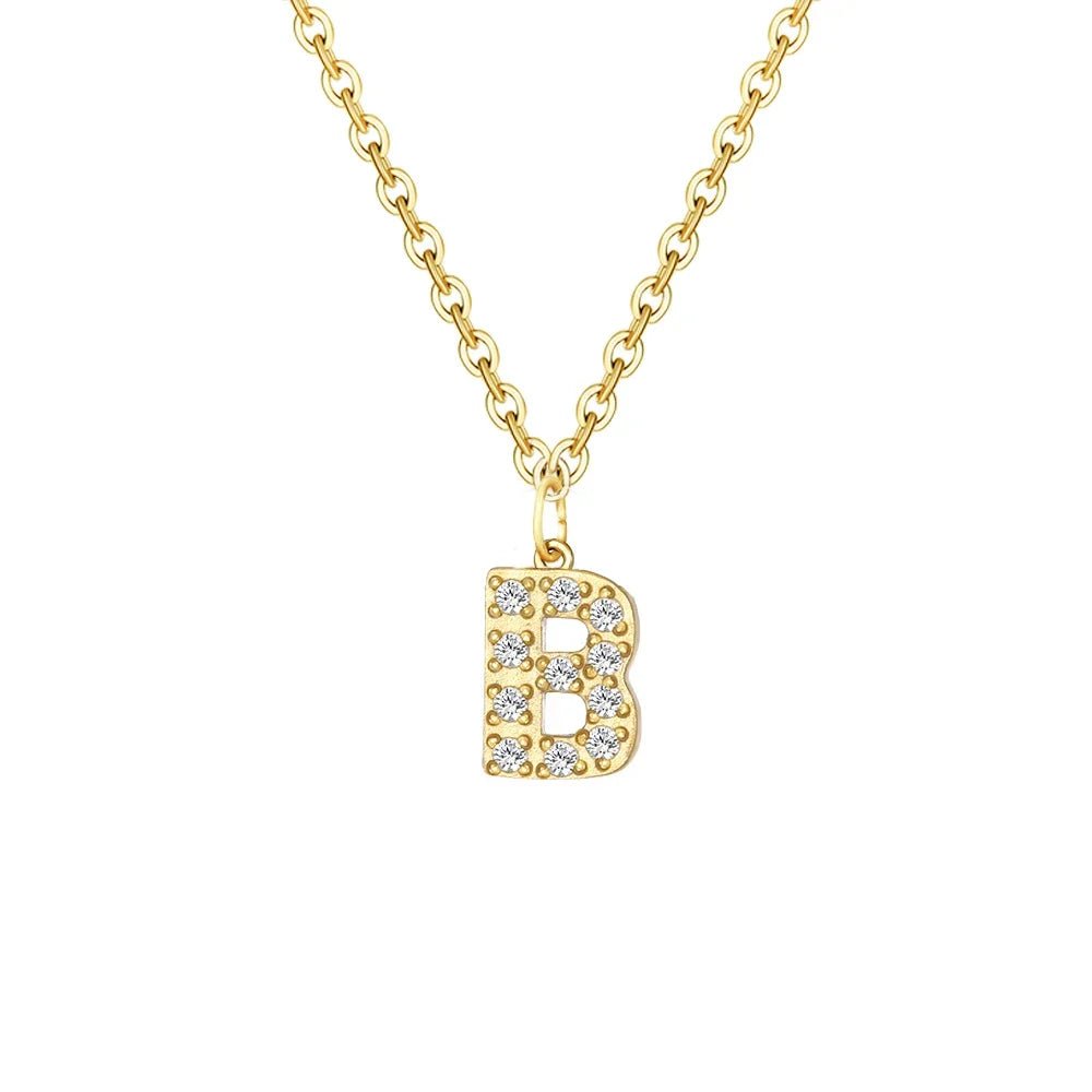 Dainty Zircon Letter Initial, Number, Symbol Chain Necklace - Veinci