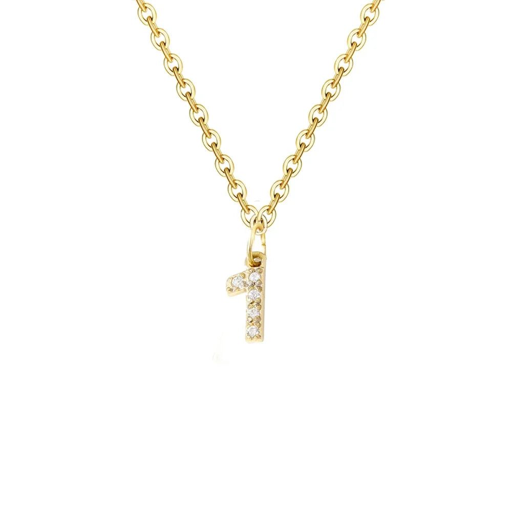 Dainty Zircon Letter Initial, Number, Symbol Chain Necklace - Veinci