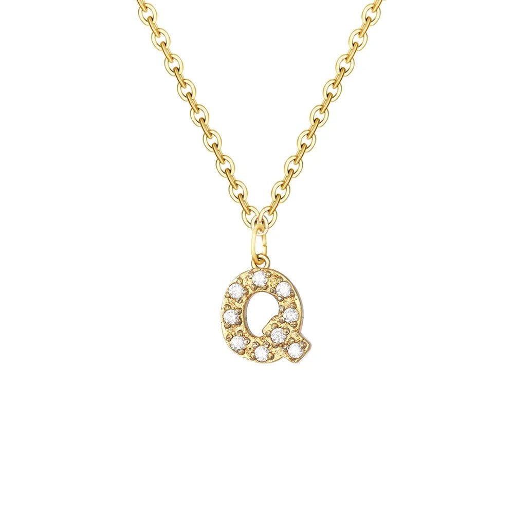 Dainty Zircon Letter Initial, Number, Symbol Chain Necklace - Veinci