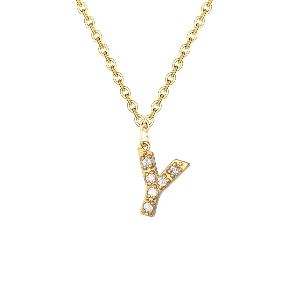 Dainty Zircon Letter Initial, Number, Symbol Chain Necklace - Veinci