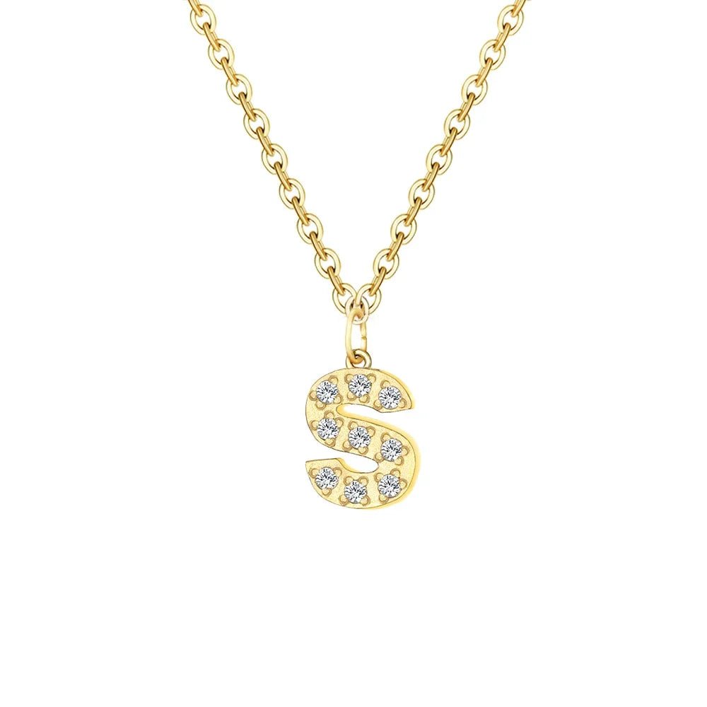 Dainty Zircon Letter Initial, Number, Symbol Chain Necklace - Veinci