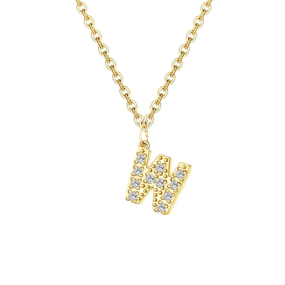 Dainty Zircon Letter Initial, Number, Symbol Chain Necklace - Veinci